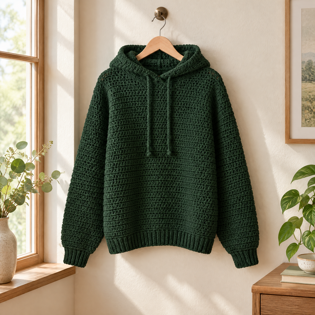 Juniper Textured Crochet Hoodie — styled at home