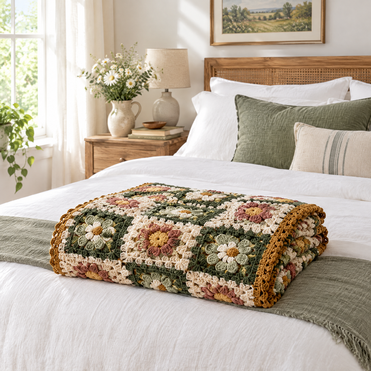 Rosehaven Floral Crochet Throw — styled at home
