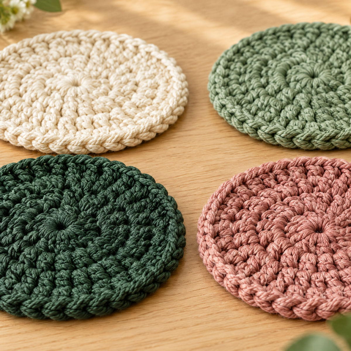 Bloom Crochet Coaster Set — close-up of the crochet stitches and texture