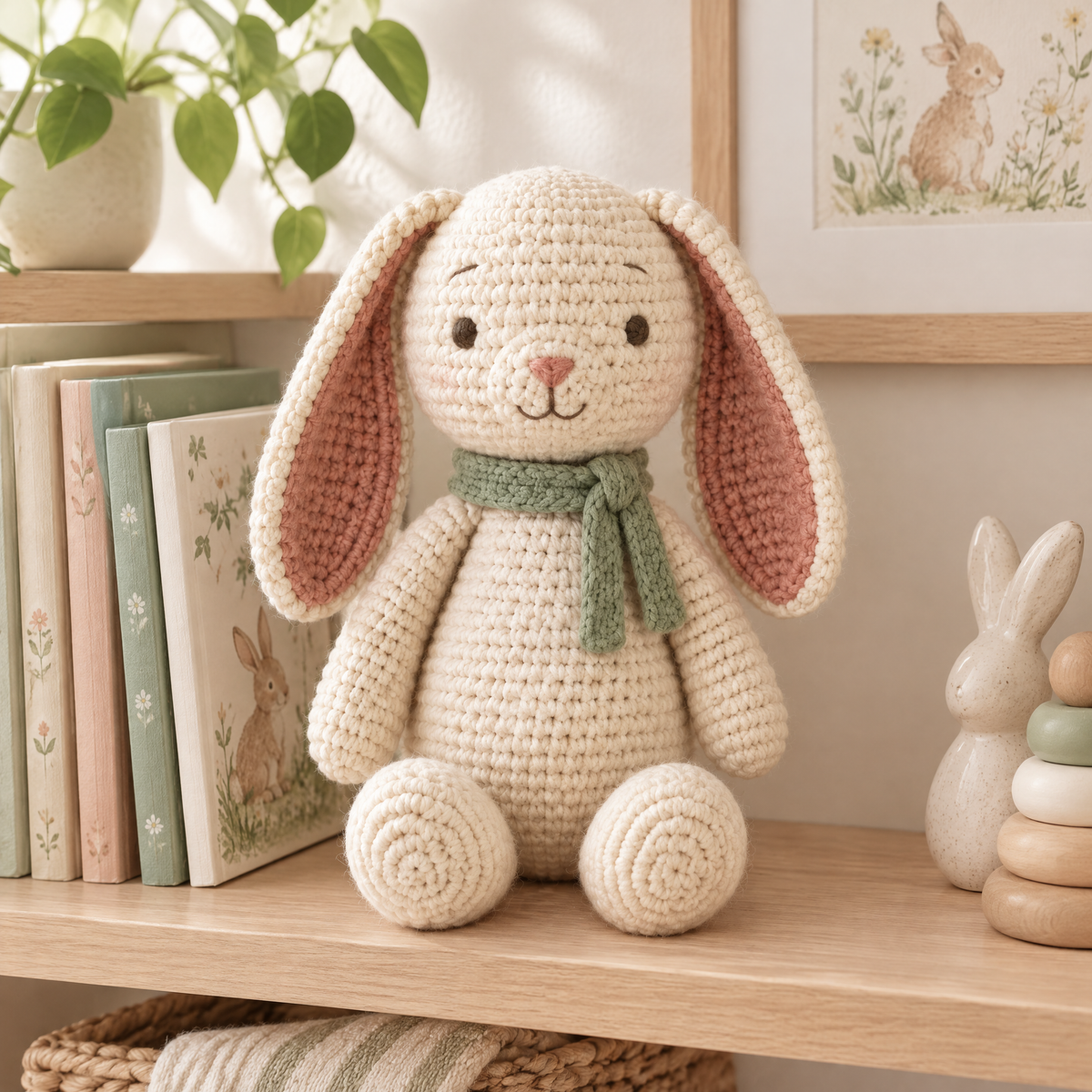 Little Daisy Crochet Bunny — styled at home