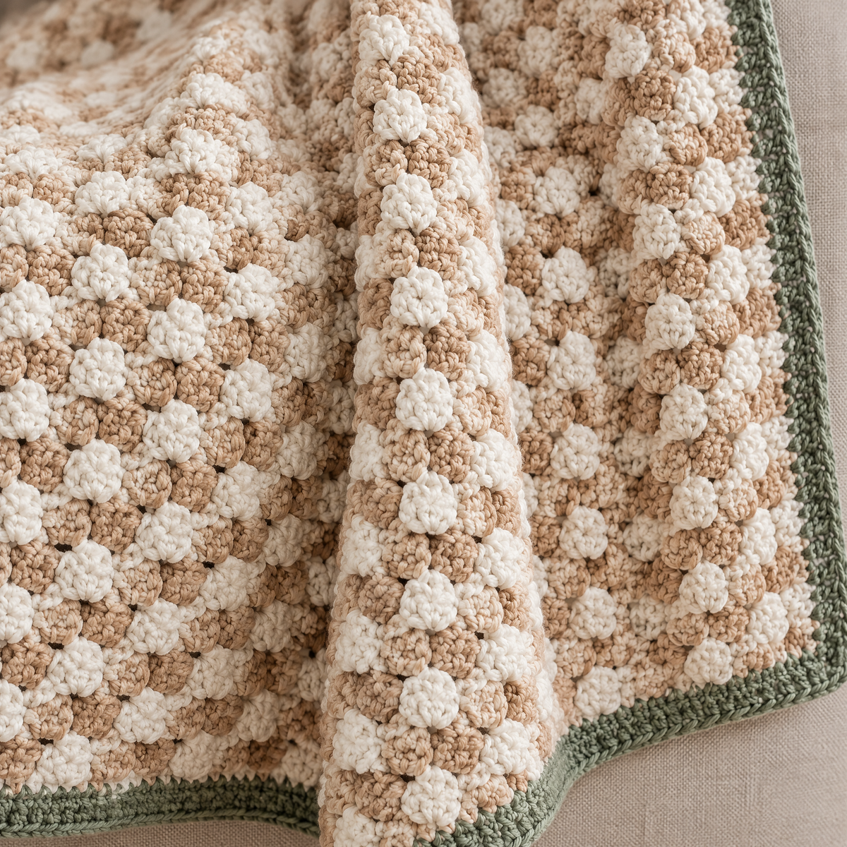 Honeycomb Crochet Throw — close-up of the crochet stitches and texture