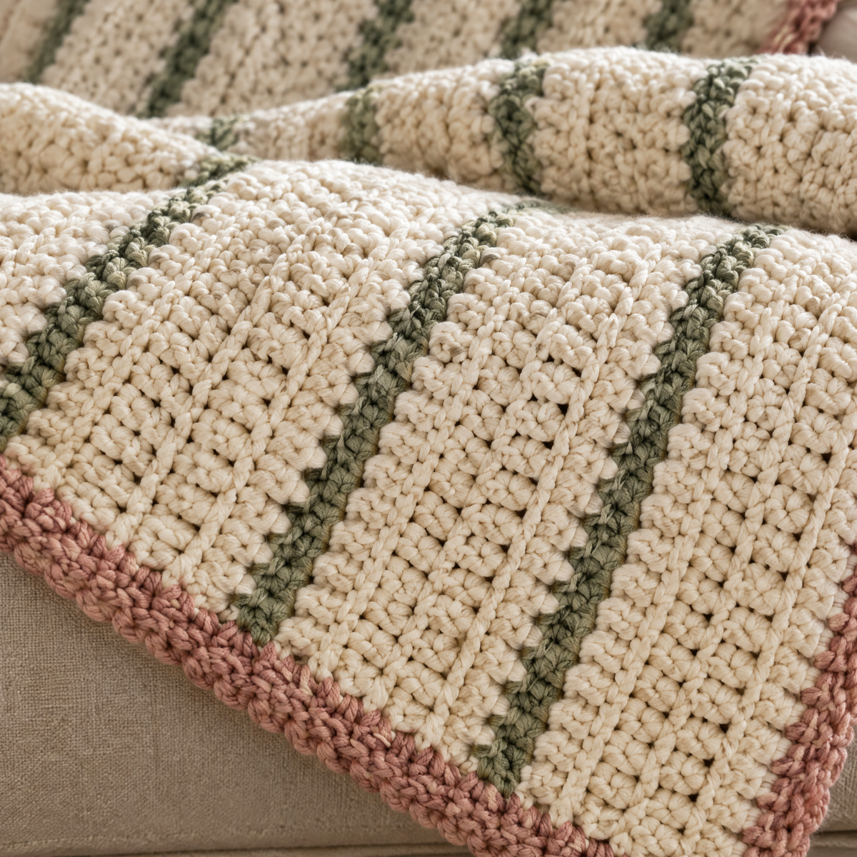 Willow Lane Chunky Crochet Blanket — close-up of the crochet stitches and texture