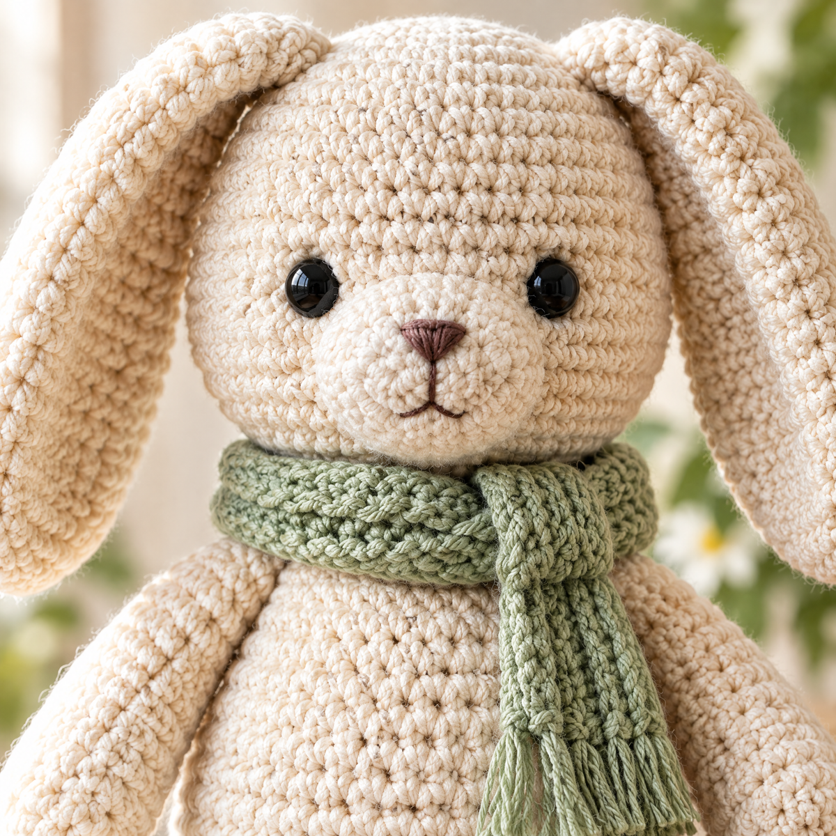Close-up of the stitches in the Little Bunny crochet design