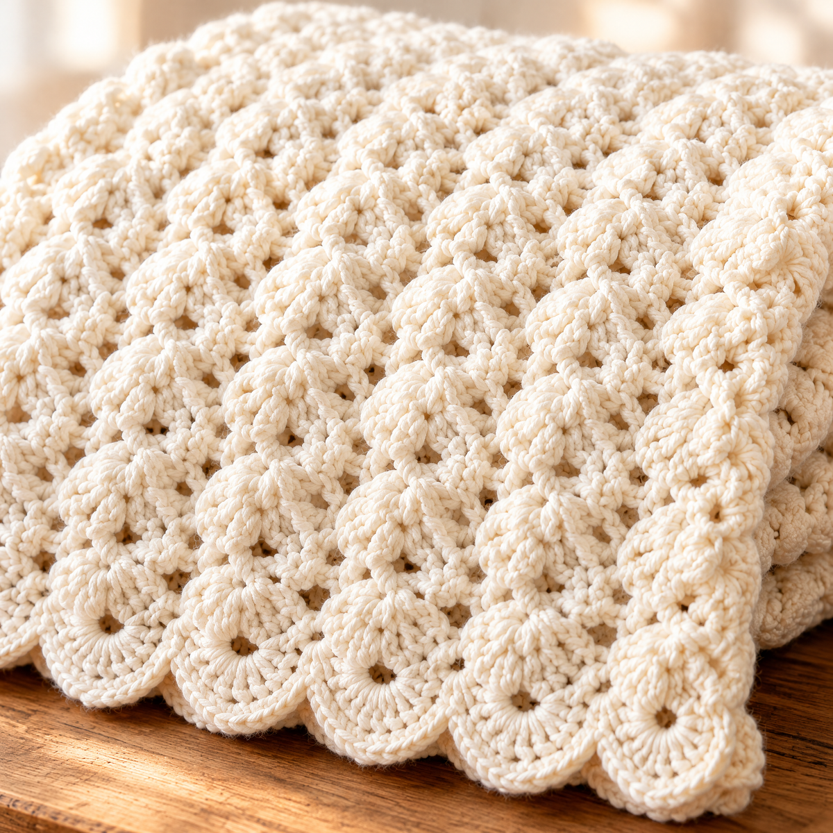 Close-up of the stitches in the Cozy Baby Blanket crochet design