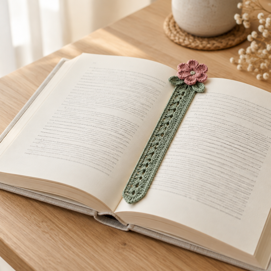 Little Fern Bookmark Set crochet design shown for the PDF pattern